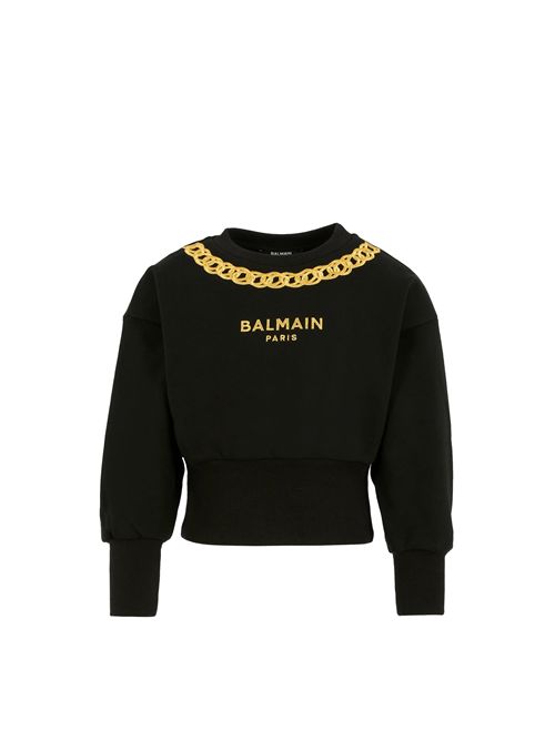 Felpa, bambina, logata. BALMAIN | BX4C10 Z3183536OR